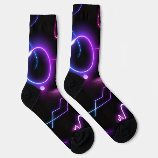 Ultra-Modern Socks – Neon Geometric Design Socken (Rechts)