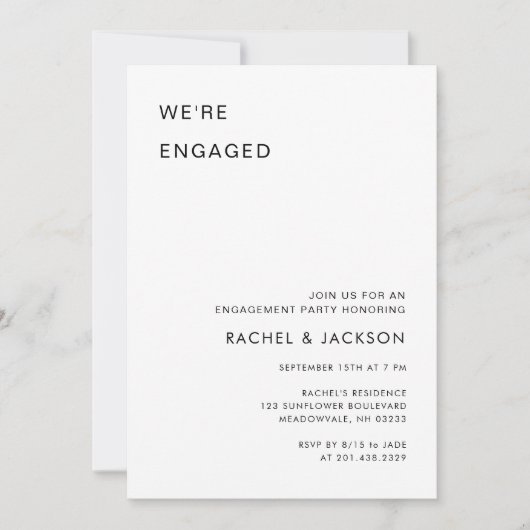 Ultra Modern Wir sind Verlobte Engagement Party Einladung (Vorderseite)