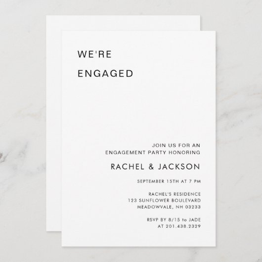 Ultra Modern Wir sind Verlobte Engagement Party Einladung (Vorne/Hinten)