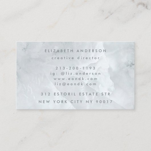 Ultra-moderne Big-Funky-Script-Quartz-Marble Visitenkarte (Rückseite)