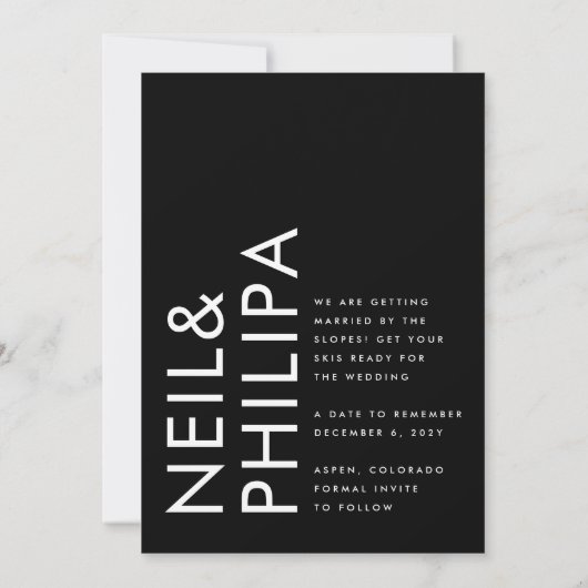 Ultra-moderne Editierbare Premium - Fett-Namen ohn Save The Date (Rückseite)