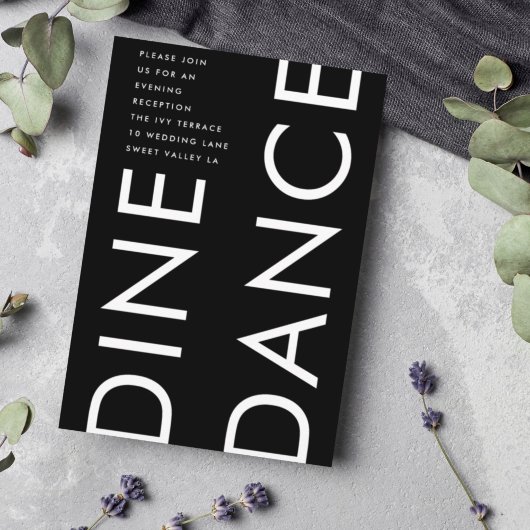 Ultra-MODERNE GROSSNAME DINE DANCE Hochzeit Begleitkarte