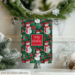 Ultra moderne Magenta- und Grün-Weihnachts-Vorbere Badhandtuch Set