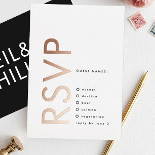 Ultra Moderne Namen in Fettschrift 2 x RSVP ROSÉ G Folieneinladung