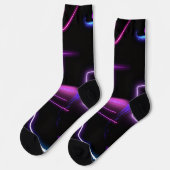 Ultra-Moderne Socken – Neon-Geometrisches Design (Linkes Detail)