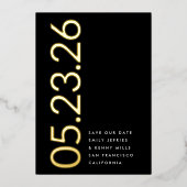 Ultra-Modernes Gold ohne Foto Fett Datum Rettete u Folieneinladung (Vorderseite)