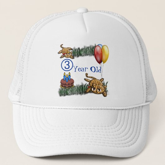 Ultra Niedlich 3 Jahre alt Leopard Safari Geburtst Truckerkappe (Vorderseite)