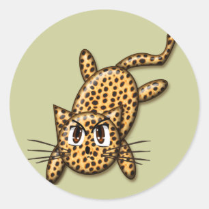 Ultra Niedlich Anime Leopard Kitty Runder Aufkleber