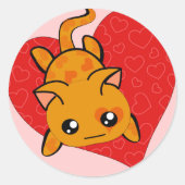 Ultra Niedlich Kawaii Valentine Kitty Runder Aufkleber (Vorderseite)