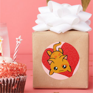 Ultra Niedlich Kawaii Valentine Kitty Runder Aufkleber