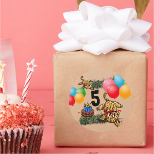 Ultra Niedlich Leopard Safari Geburtstagskleber Runder Aufkleber