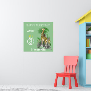Ultra Niedliche Giraffe Safari Geburtstagsposters Poster
