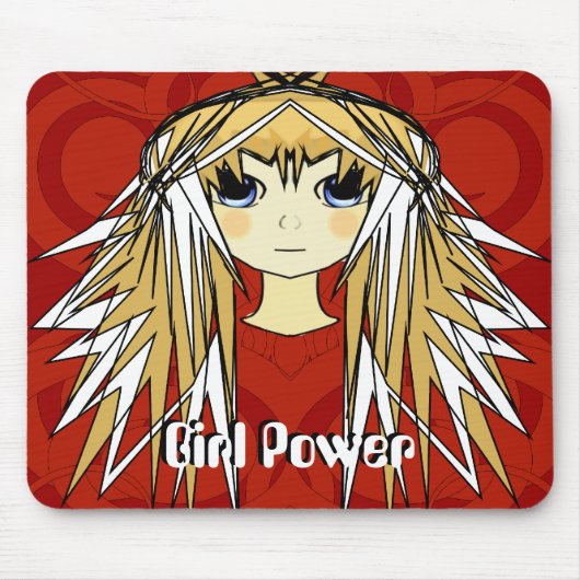 Ultra Niedlicher Girl Power Anime Girl Wild Long H Mousepad (Vorne)