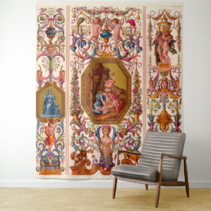 ultra opulent Barockdruck des 17. Jahrhunderts Wandteppich