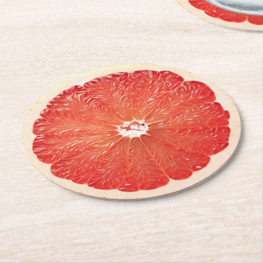 Ultra-Realismus Grapefruit Slice Beverage Coaster Runder Pappuntersetzer (Angewinkelt)