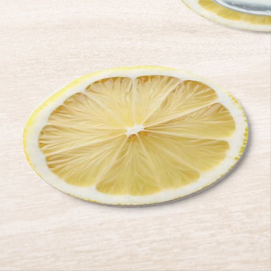 Ultra-Realismus Lemon Slice Beverage Coaster Runder Pappuntersetzer (Angewinkelt)