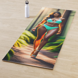 ultra-realistisches Mädchen in Bikini Yoga Mat Yogamatte