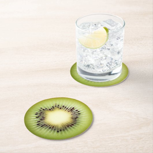 Ultra-Reality-Kiwi-Slice-Getränkekasten Runder Pappuntersetzer (Vor Ort)