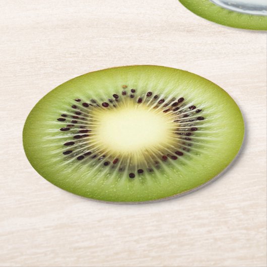 Ultra-Reality-Kiwi-Slice-Getränkekasten Runder Pappuntersetzer (Angewinkelt)