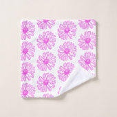 Ultra rosa Daisy Blume Print, Hippie Floral Badhandtuch Set (Waschlappen)