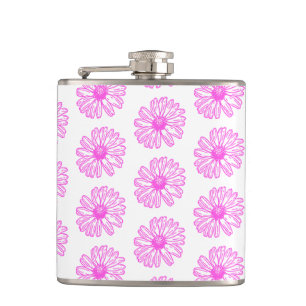 Ultra rosa Daisy Blume Print, Hippie Floral Flachmann