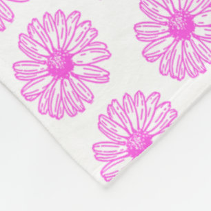 Ultra rosa Daisy Blume Print, Hippie Floral Fleecedecke