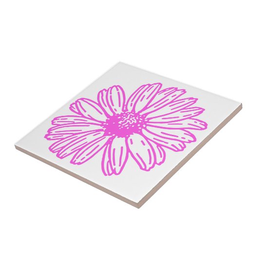 Ultra rosa Daisy Blume Print, Hippie Floral Fliese (Seite)