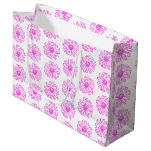 Ultra rosa Daisy Blume Print, Hippie Floral Große Geschenktüte