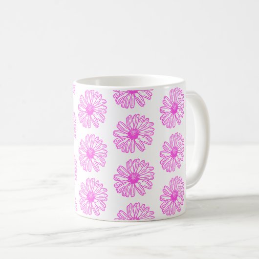 Ultra rosa Daisy Blume Print, Hippie Floral Kaffeetasse (VorderseiteRechts)