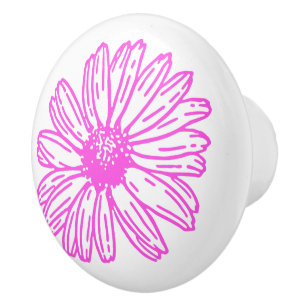Ultra rosa Daisy Blume Print, Hippie Floral Keramikknauf