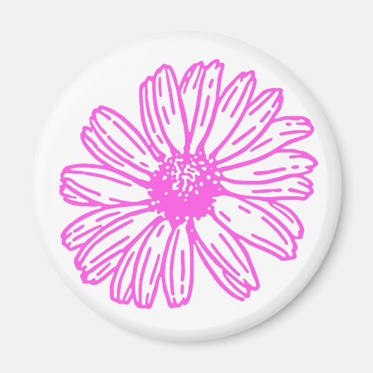 Ultra rosa Daisy Blume Print, Hippie Floral Magnet (Vorne)