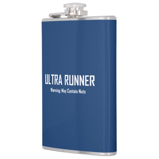 Ultra Runner, Warnung kann Nuts enthalten Flachmann (Links)