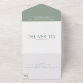 Ultra Sage Green Bold Big Monogram Simple Wedding All In One Einladung (Außenbereich)