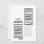 Ultra Simple Modern Minimalist Black White Wedding Einladung (Vorderseite)