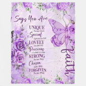 Ultra-Soft Lavender Floral Faith Butterfly Design  Fleecedecke (Vorderseite)