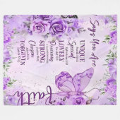 Ultra-Soft Lavender Floral Faith Butterfly Design  Fleecedecke (Vorderseite (Horizontal))