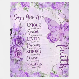 Ultra-Soft Lavender Floral Faith Butterfly Design  Fleecedecke