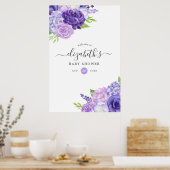 Ultra Violet Aquarell Blumendusche Begrüßung Poster (Küche)