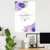 Ultra Violet Aquarell Blumendusche Begrüßung Poster (Heimbüro)