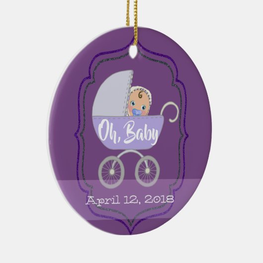 Ultra Violet Baby Birth Stats Keramik Ornament (Rechts)