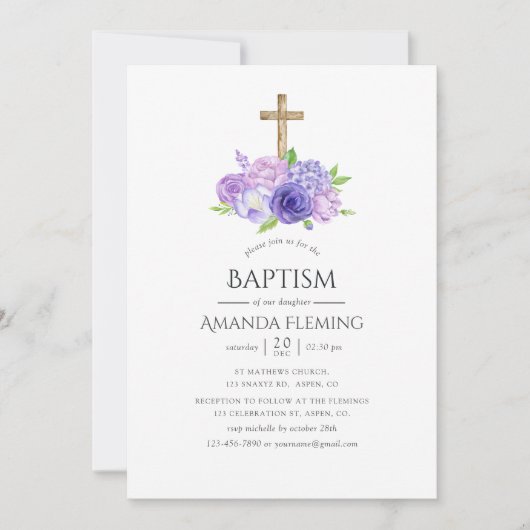 Ultra-Violet-Blumentaufen oder Weihnachten Einladung (Vorderseite)