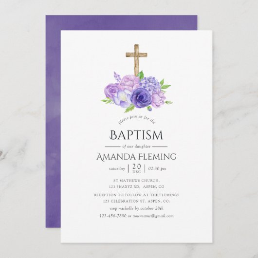 Ultra-Violet-Blumentaufen oder Weihnachten Einladung (Vorne/Hinten)