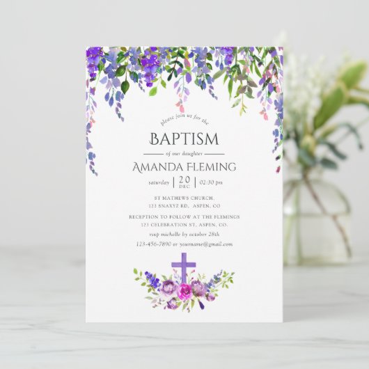 Ultra-Violet-Blumentaufen oder Weihnachten Einladung (Stehend Vorderseite)