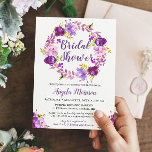 Ultra-Violet-Brautparty mit Lila Blumenkraut Einladung