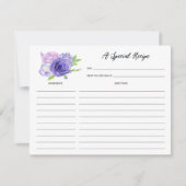 Ultra-Violet-Brautparty-Rezept-Karte Mitteilungskarte (Vorderseite)