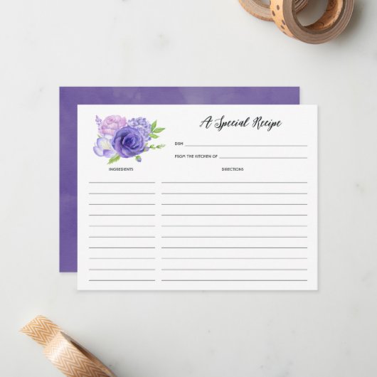 Ultra-Violet-Brautparty-Rezept-Karte Mitteilungskarte (Vorderseite/Rückseite Beispiel)