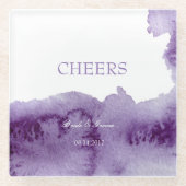 Ultra Violet Elegant Watercolor Hochzeitsjubeln Glasuntersetzer (Vorderseite)