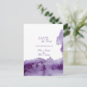 Ultra Violet Elegante Wasserfarbe Save the Date Ankündigungspostkarte (Stehend Vorderseite)