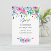 Ultra Violet Farbkombination Blumenhochzeit Einladung (Stehend Vorderseite)