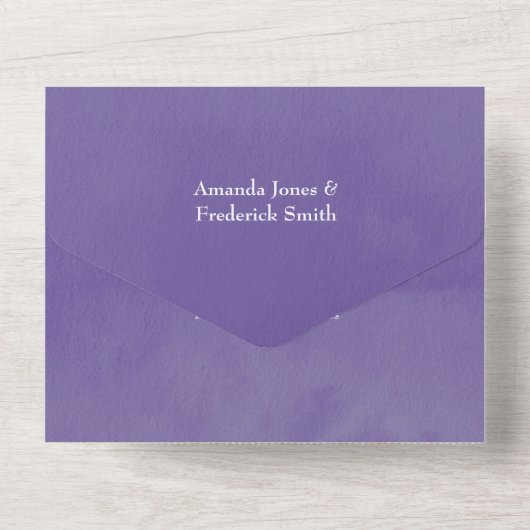 Ultra-Violet-Farbkombination Blumenzehen All In One Einladung (Rückseite)